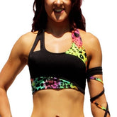 Asymmetric Crop Top - Black / Rainbow